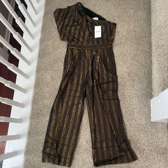 NWT Joie Tinsley One Shoulder Metallic Stripe Dressy Romper Size S - Picture 2 of 4